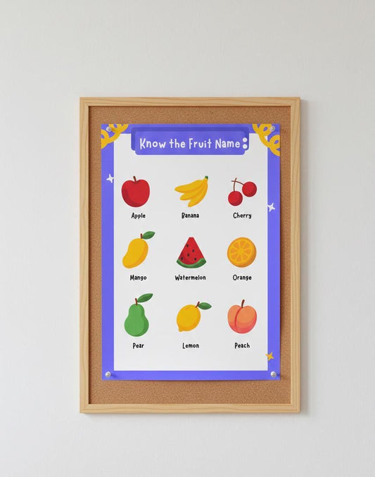 Digital download fruit identification chart | montessori fruit vocabulary cards | preschool science printable