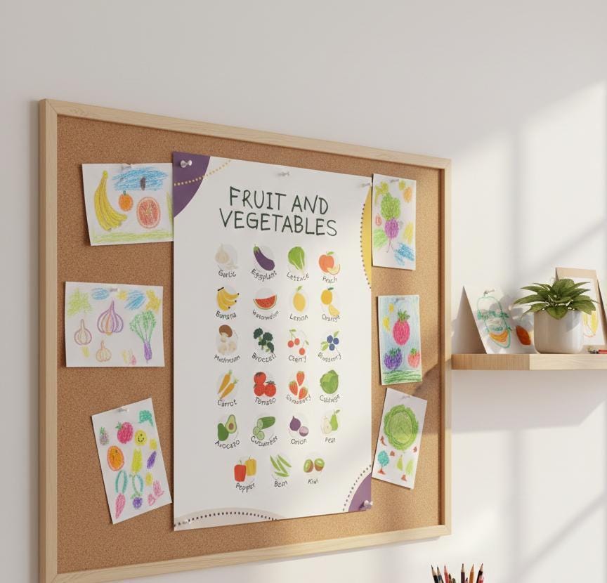 Fruit and Vegetables Poster, Educational Kitchen Decor (Digital Download A4 Size PDF & PNG)