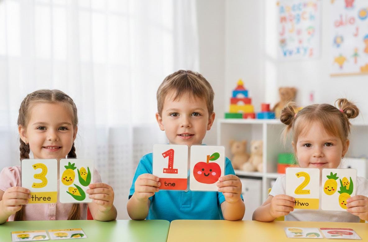 Numbers 1-10 Flashcards, colorful montessori math print (digital download)