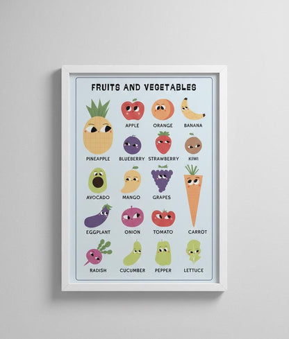 Fruits and Vegetables Nursery Poster, Montessori Educational Chart (Digital Download)