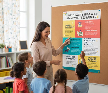 Kids positive habits chart, mental wellness poster, emotional regulation decor (digital download)