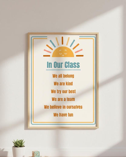 Boho Sun Classroom Poster, Inclusion Wall Art (Digital Download)