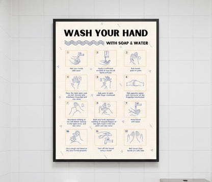 Hand Washing Steps Poster | Kids Classroom, School Nurse (Digital Download A4 Size PDF & PNG )