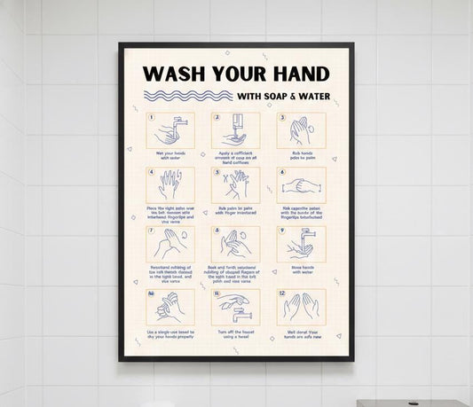 Hand Washing Steps Poster | Kids Classroom, School Nurse (Digital Download A4 Size PDF & PNG )