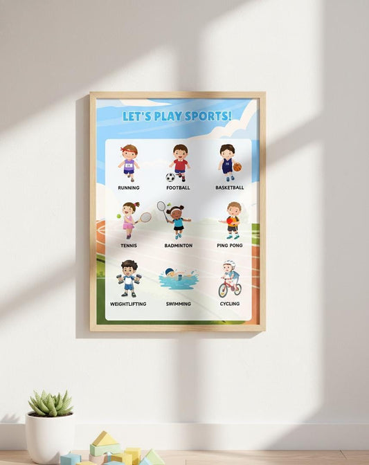 Kids Sports Poster, Athletic Activities Chart, PE Classroom Decor (Digital Download)