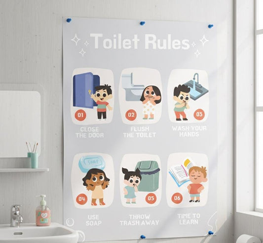 Toilet Rules Poster, Kids Bathroom Routine Chart (Digital Download)