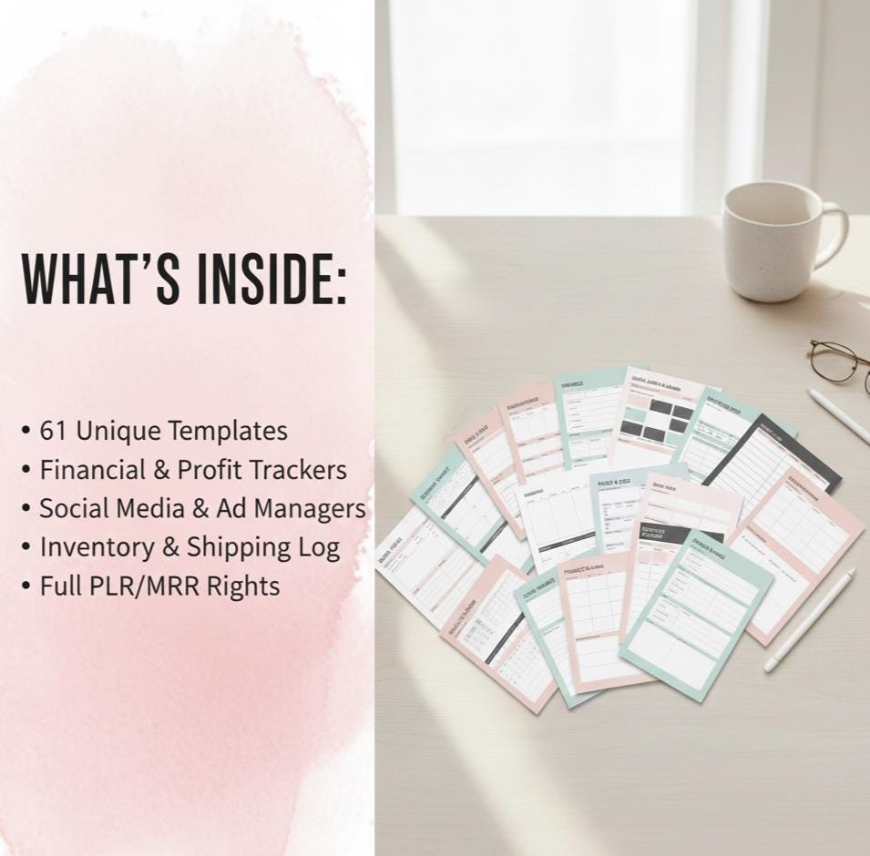 61-Page Small Business Planner Bundle | PLR & MRR (Digital PDF)