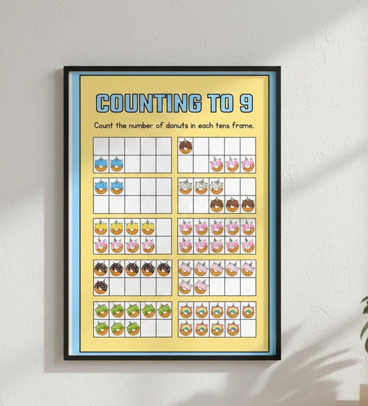 Unicorn Donut Counting Worksheet, Toddler Number Practice (Digital Download)