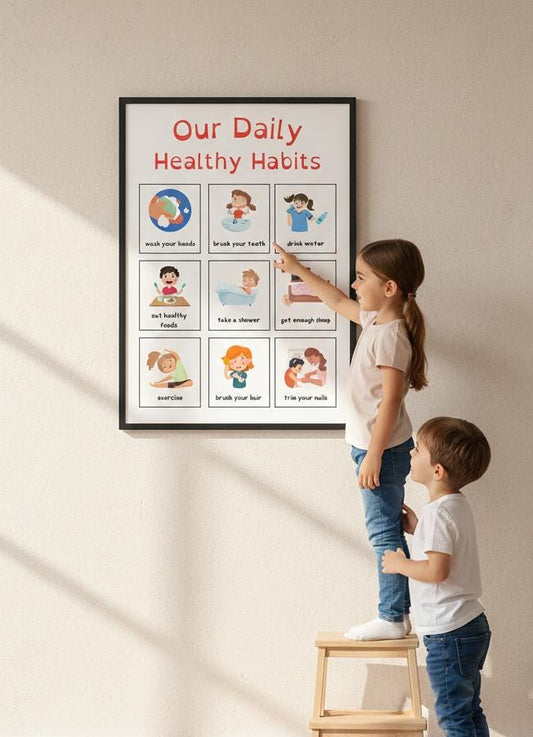 Kids Daily Routine Chart, Healthy Habits, Preschool Wellness (Digital Download)