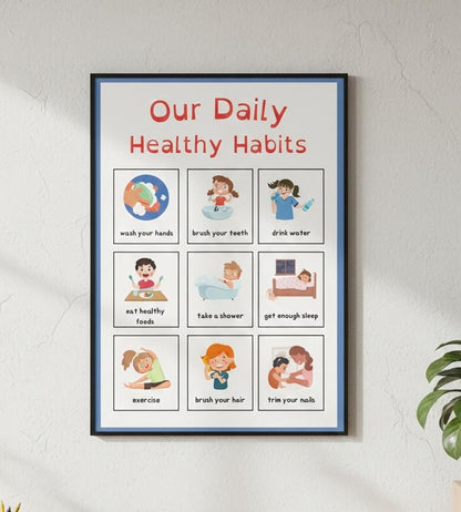 Kids Daily Routine Chart, Healthy Habits, Preschool Wellness (Digital Download)