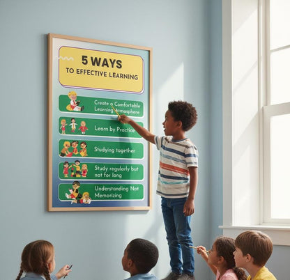 Kids Study Skills Poster, 5 Ways to Learn, Homeschool Classroom Decor (Digital Download)