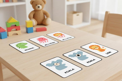 Animal Alphabet Flashcards, Montessori Learning Cards (Digital Download)