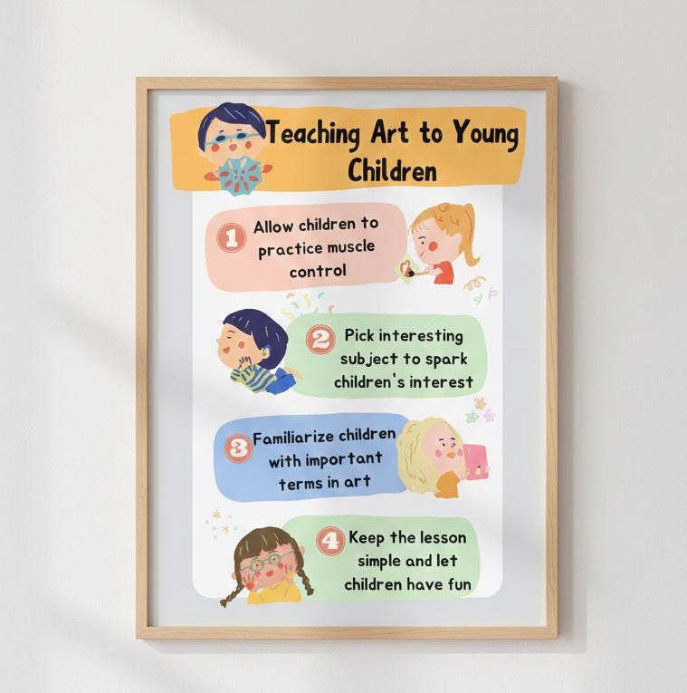 Art Tips Poster, Preschool Classroom Decor (Digital Download A4 Size PDF & PNG )