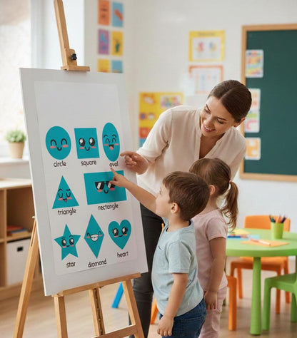 Geometric Shapes Poster, Blue Educational Wall Art (Digital Download)