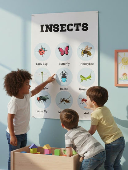 Insects Vocabulary Poster, Kids Science Classroom Decor (Digital Download A4 PDF & PNG )