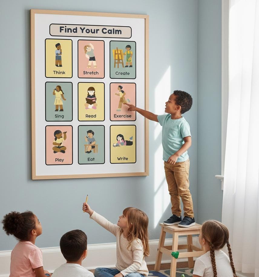Calm Down Corner Poster, Coping Skills Chart, Nursery Wall Art (Digital Download)