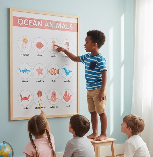 Ocean Animals Vocabulary Poster, Under the Sea Nursery Decor (Digital Download)