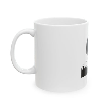 Windblown Woman Silhouette Mug | Black Art Ceramic Coffee Cup | International Womens day