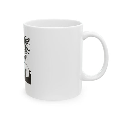 Windblown Woman Silhouette Mug | Black Art Ceramic Coffee Cup | International Womens day