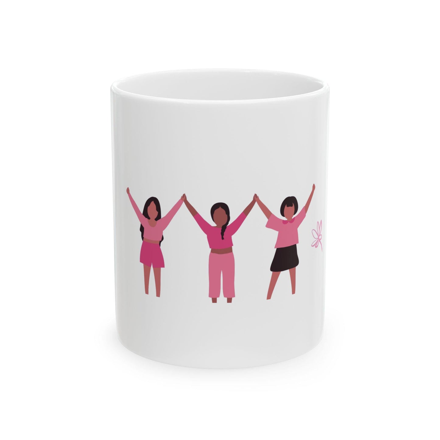 Women Holding Hands illustration Mug | Friendship Solidarity Ceramic Mug | International Womens Day