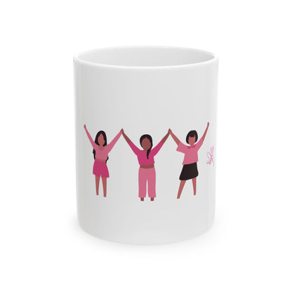 Women Holding Hands illustration Mug | Friendship Solidarity Ceramic Mug | International Womens Day