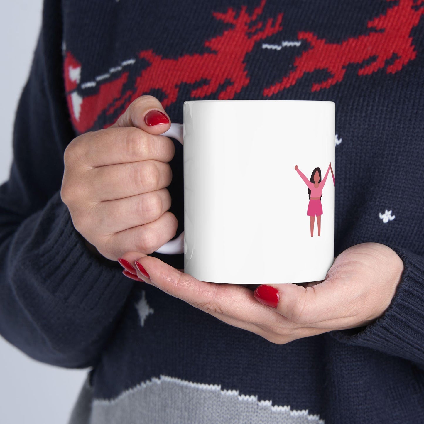 Women Holding Hands illustration Mug | Friendship Solidarity Ceramic Mug | International Womens Day