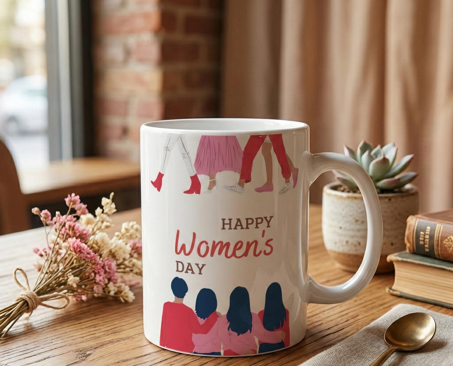 Happy Women's Day Illustration Mug | Women's Day Ceramic Mug