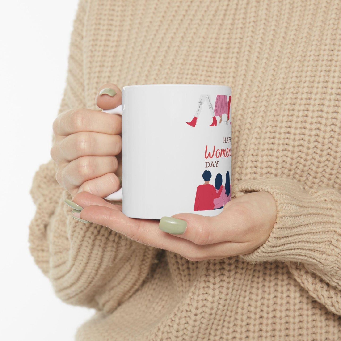 Happy Women's Day Illustration Mug | Women's Day Ceramic Mug