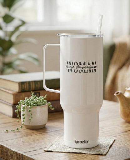 Woman text stencil design Tumbler | 40oz Engraved Insulated Tumbler with Lid | International Womens Day