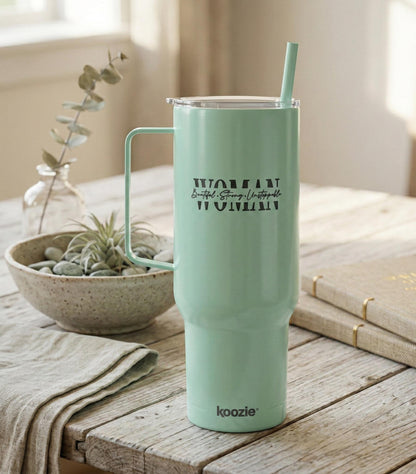 Woman text stencil design Tumbler | 40oz Engraved Insulated Tumbler with Lid | International Womens Day