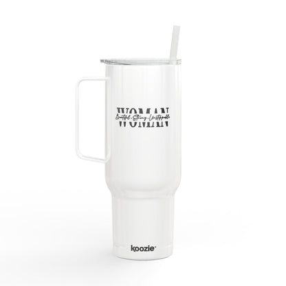 Woman text stencil design Tumbler | 40oz Engraved Insulated Tumbler with Lid | International Womens Day