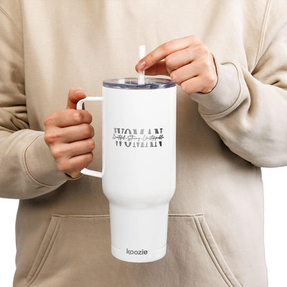 Woman text stencil design Tumbler | 40oz Engraved Insulated Tumbler with Lid | International Womens Day