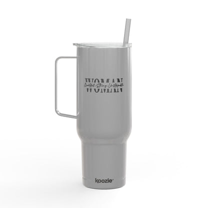 Woman text stencil design Tumbler | 40oz Engraved Insulated Tumbler with Lid | International Womens Day