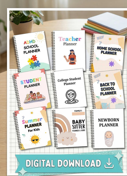 Ultimate 8-in-1 Life and School Planner | Student, Teacher, ADHD, College, Newborn , Babysitter, Summer & Back to School Digital Planners