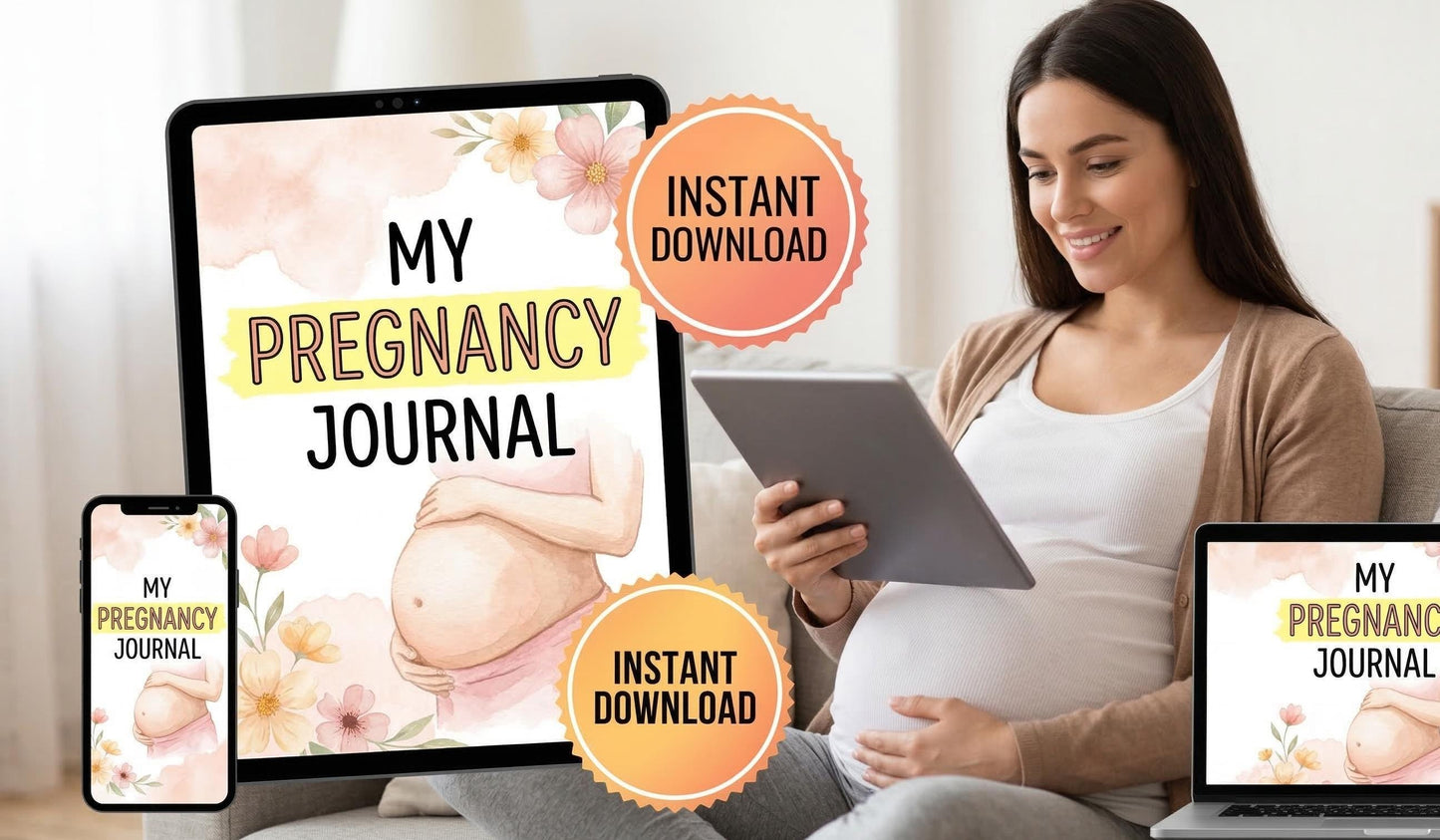 Comprehensive Pregnancy Journal and Memory Book | Digital Pregnancy Planner | Weekly Milestone Tracker, Birth Plan, Baby Registry & Budget