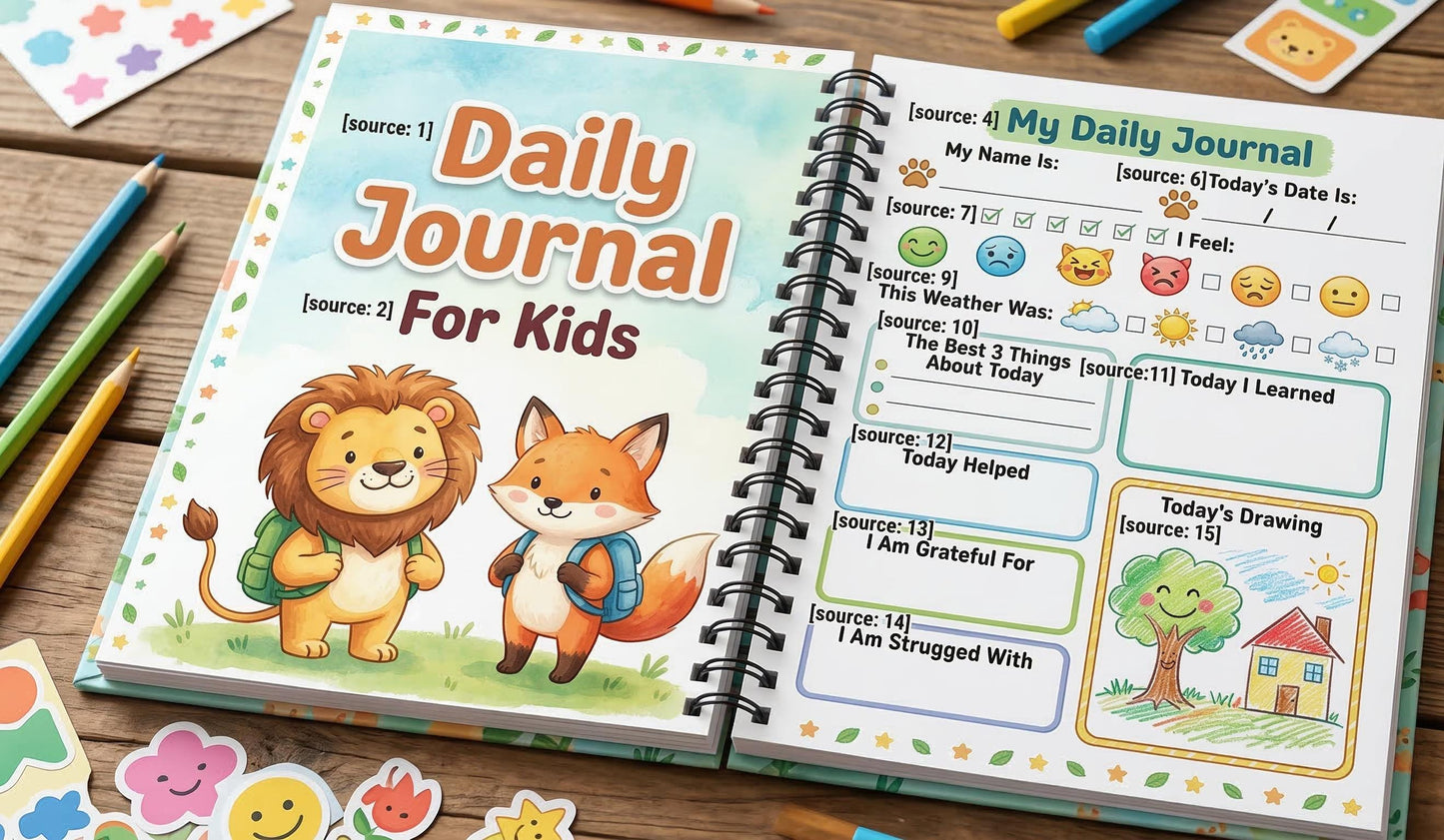 Daily Journal for Kids Printable, Kids Mindfulness Tracker, Children Gratitude Diary, Daily Reflection Page, Digital download