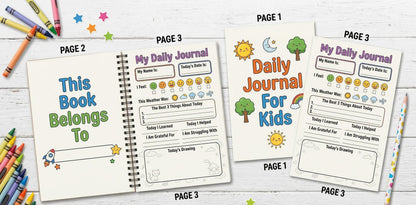 Daily Journal for Kids Printable, Kids Mindfulness Tracker, Children Gratitude Diary, Daily Reflection Page, Digital download