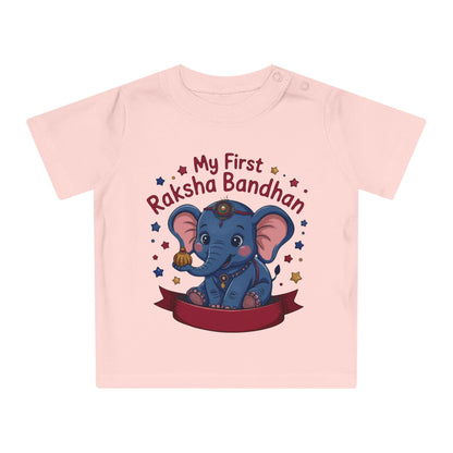 Baby's First Raksha Bandhan T-Shirt | Elephant Illustration, Organic Cotton Tee