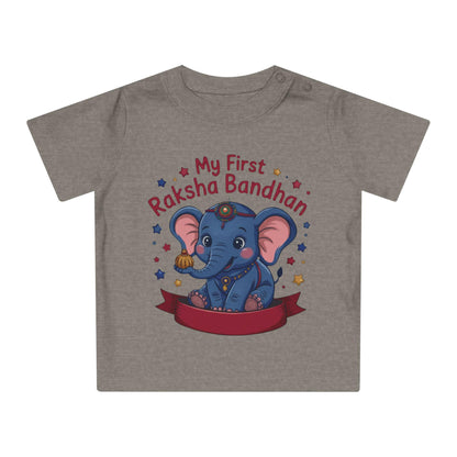 Baby's First Raksha Bandhan T-Shirt | Elephant Illustration, Organic Cotton Tee