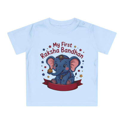 Baby's First Raksha Bandhan T-Shirt | Elephant Illustration, Organic Cotton Tee