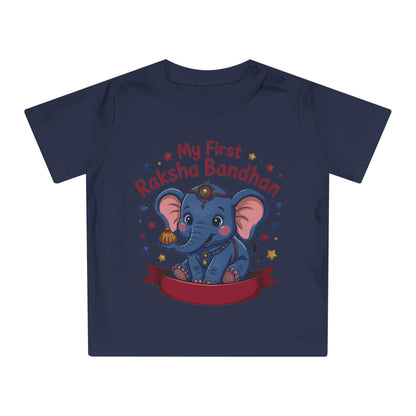 Baby's First Raksha Bandhan T-Shirt | Elephant Illustration, Organic Cotton Tee