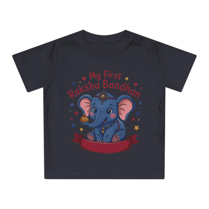 Baby's First Raksha Bandhan T-Shirt | Elephant Illustration, Organic Cotton Tee