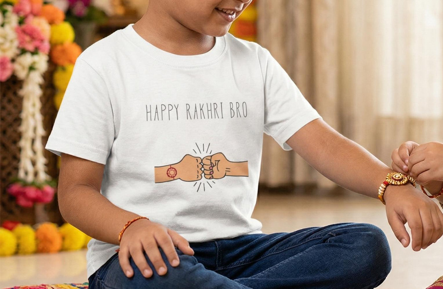 Happy Rakhri Bro fist bump Toddler Tee | Raksha Bandhan sibling shirt