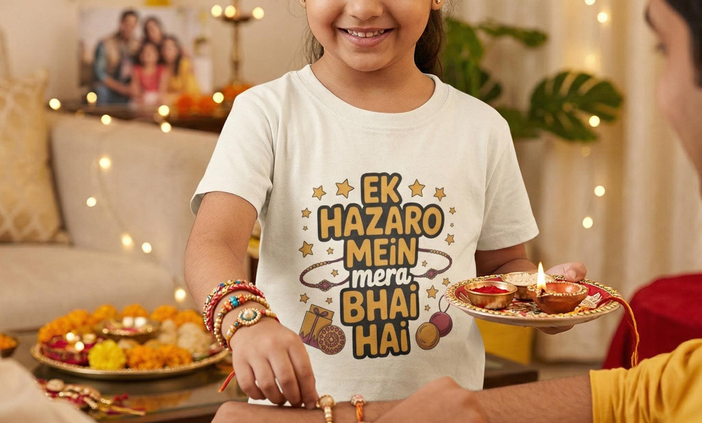 Toddler Sibling Tee | Hindi Ek Hazaro Mein Mera Bhai Hai, Rakhi Festival Shirt