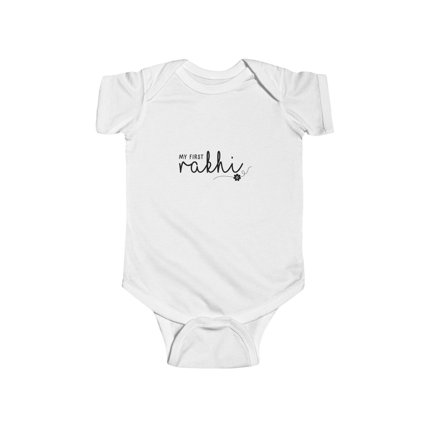 Infant Bodysuit | Hand-Lettered Bunny, My First Rakhi Design, Neutral Baby Onesie