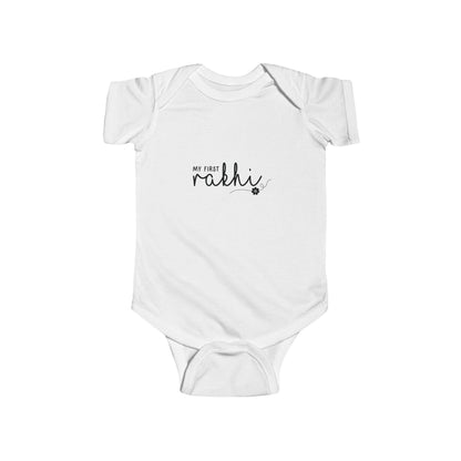 Infant Bodysuit | Hand-Lettered Bunny, My First Rakhi Design, Neutral Baby Onesie