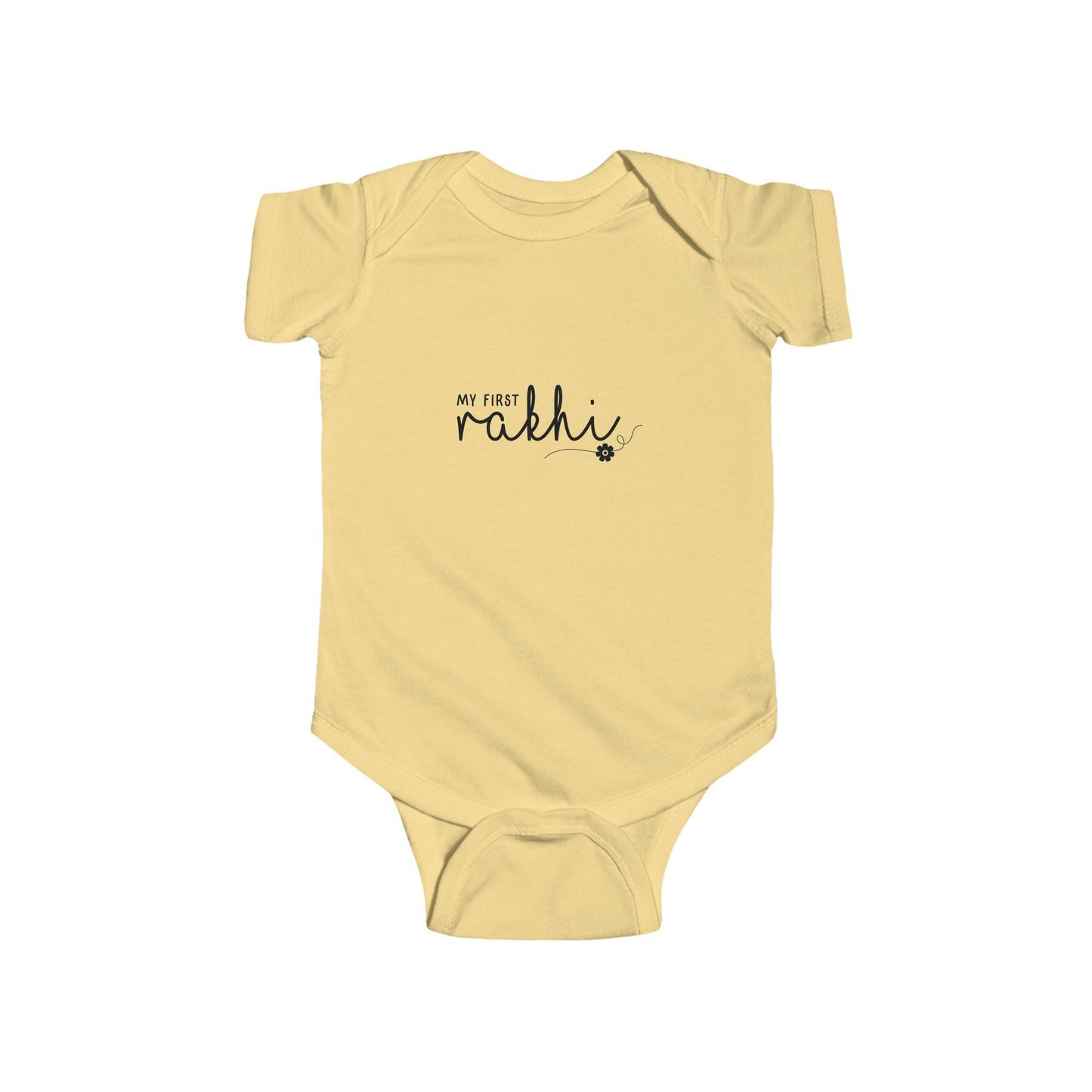 Infant Bodysuit | Hand-Lettered Bunny, My First Rakhi Design, Neutral Baby Onesie