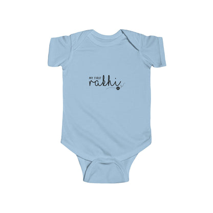 Infant Bodysuit | Hand-Lettered Bunny, My First Rakhi Design, Neutral Baby Onesie