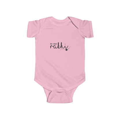 Infant Bodysuit | Hand-Lettered Bunny, My First Rakhi Design, Neutral Baby Onesie