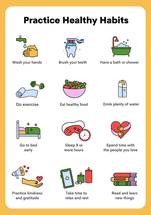 Kids Healthy Habits Chart, Daily Routine Visual Schedule (Digital Download)